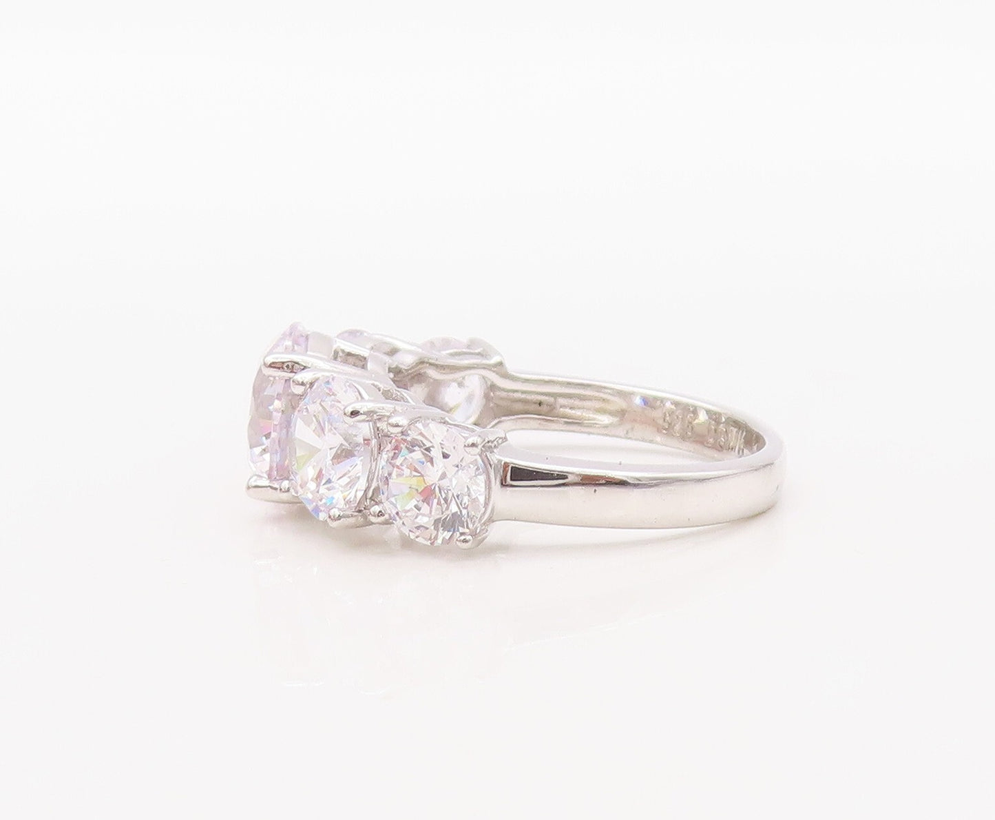 925 Sterling Silver Vintage Ring Minimalist Round Cut 5 CZ Stones  Sz 6  RG30823