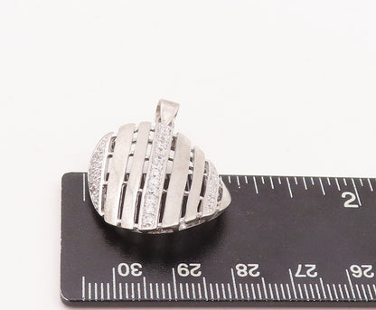925 Sterling Silver Vintage Pendant Designer Cutout CZ Fence Effect  PT23150
