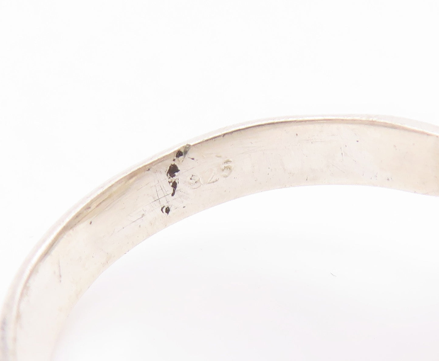 925 Sterling Silver Vintage Ring Modernist Quartz Solitaire Band  Sz 7  RG34608