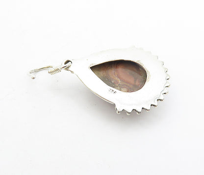 925 Sterling Silver  Vintage Cabochon Cut Agate Tear Drop Earrings  EG3696