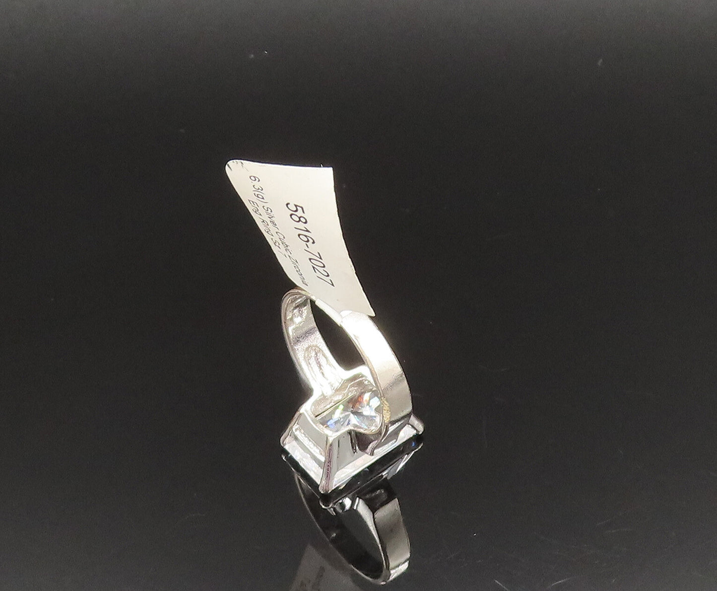 925 Silver  Vintage Minimalist Rectangle Cubic Zirconia Ring Sz 7.5  RG25501