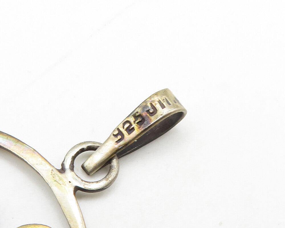 MEXICO 925 Sterling Silver  Vintage Gemini Round Zodiac Pendant  PT14380