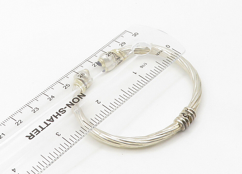 925 Silver & 14K GOLD  Vintage Black Onyx Ends 2 Tone Cuff Bracelet  BT8542