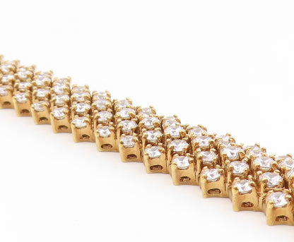 925 Sterling Silver Vintage Bracelet Gold Plated Topaz Multi Row Link  BT11926