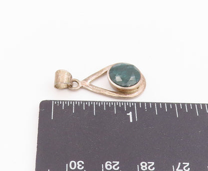 925 Sterling Silver Vintage Pendant Faceted Gemstone Classic Teardrop  PT26104