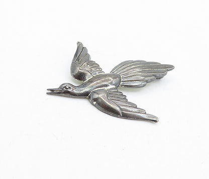 FORSTNER 925 Sterling Silver  Vintage Dark Tone Flying Bird Brooch Pin  BP1590