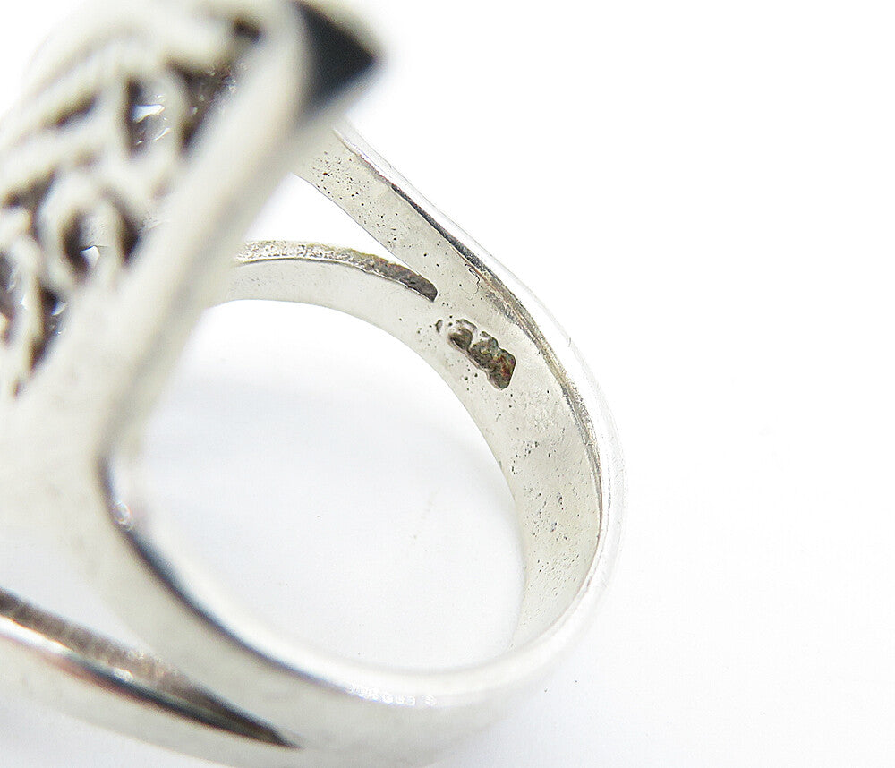 925 Sterling Silver Shiny Twist Detail Butterfly Motif Band Ring Sz 6 RG3803