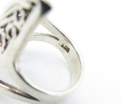 925 Sterling Silver Shiny Twist Detail Butterfly Motif Band Ring Sz 6 RG3803