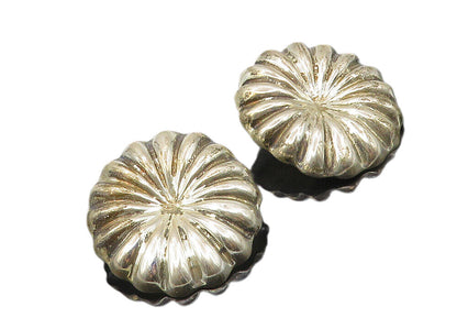 MEXICO 925 Sterling Silver  Vintage Floral Fluted Non Pierce Earrings  EG5067