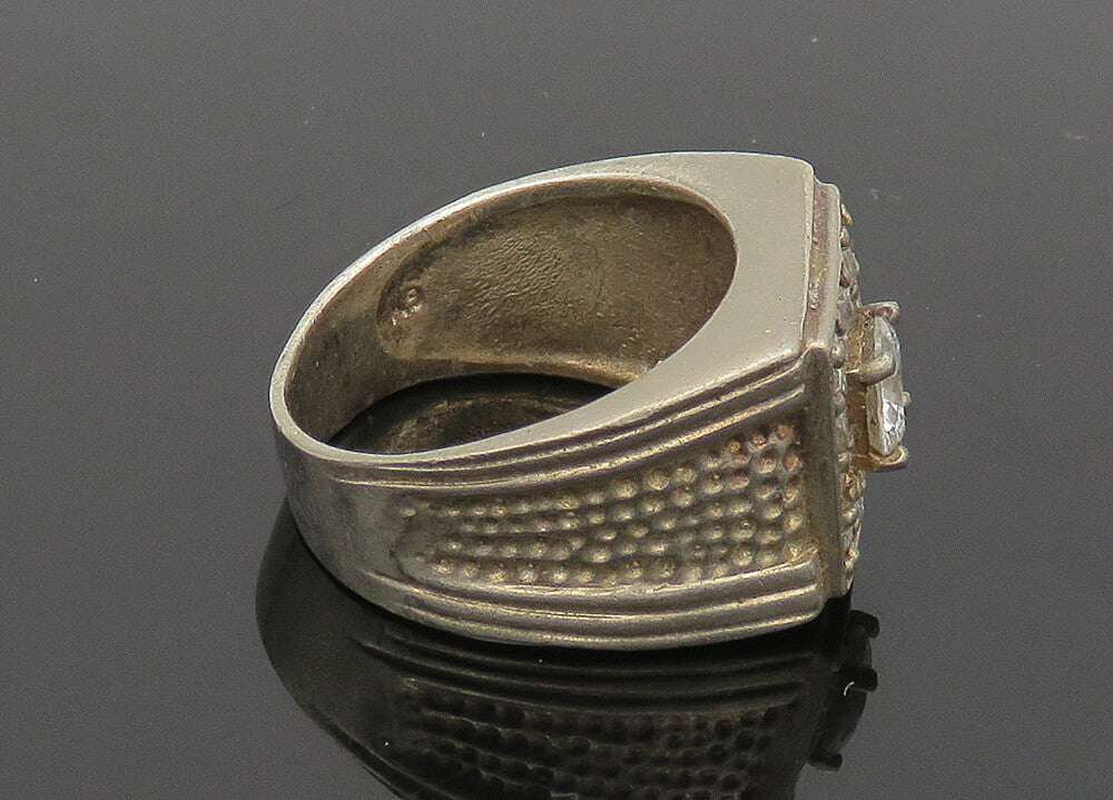 925 Sterling Silver  Vintage Cubic Zirconia Square Band Ring Sz 9.5  RG20849