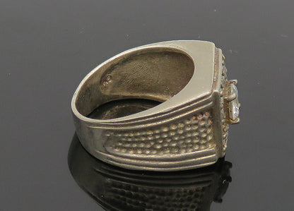 925 Sterling Silver  Vintage Cubic Zirconia Square Band Ring Sz 9.5  RG20849