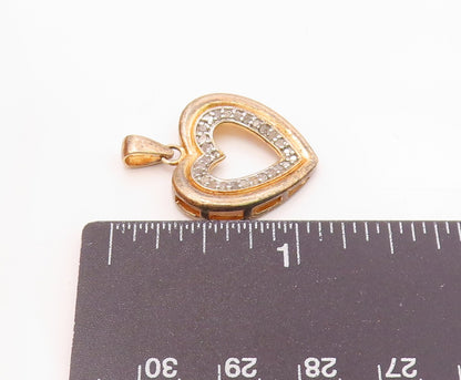 925 Sterling Silver  Vintage Genuine Diamonds Love Heart Pendant  PT11393