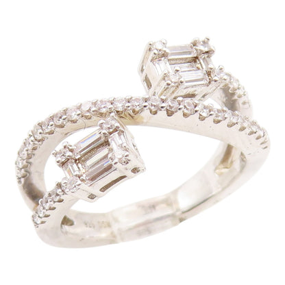 925 Sterling Silver Vintage Ring Round & Baguette Cut CZ Bypass  Sz 7  RG35927