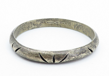 MEXICO 925 Sterling Silver  Vintage Dark Tone Cutout Bangle Bracelet  BT1809
