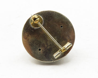 925 Sterling Silver  Vintage Rope Twist Pattern Round Dome Brooch Pin  BP4573