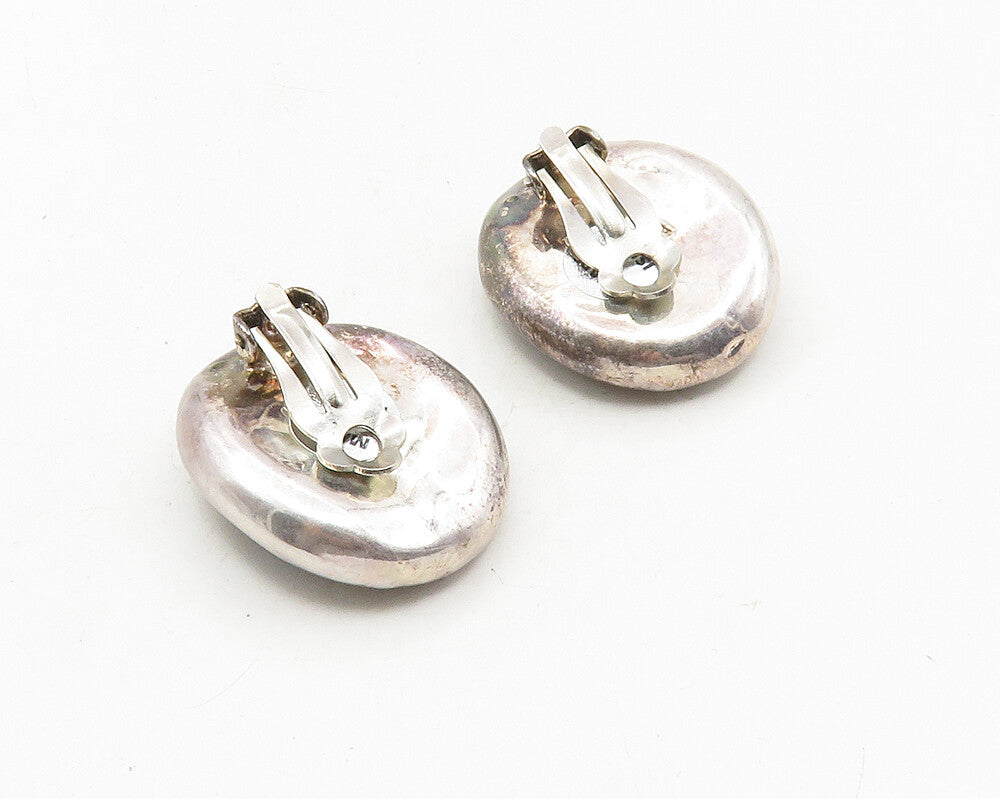 ISRAEL  925 Sterling Silver  Vintage Black Onyx Non Pierce Earrings  EG5237