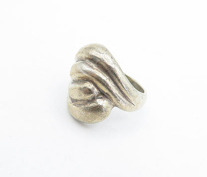 MEXICO 925 Sterling Silver  Vintage Fluted Bypass Band Ring Sz 6.5  RG5304