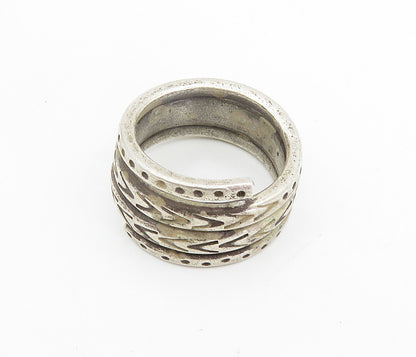 925 Sterling Silver  Vintage Antique Arrow Pattern Band Ring Sz 5.5  RG8603