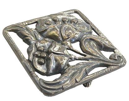 DANECRAFT 925 Sterling Silver  Vintage Oxidized Flowers Brooch Pin  BP3309