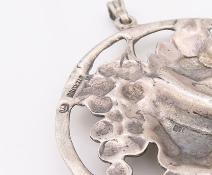 925 Sterling Silver Vintage Pendant Antique Cutout Grape Cluster Plant  PT23585