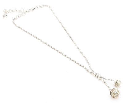 925 Sterling Silver  Vintage Topaz Spheres Shiny Wheat Chain Necklace  NE2023