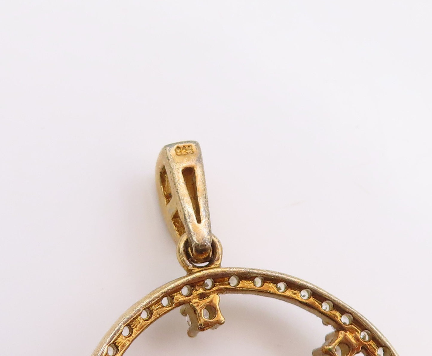 925 Sterling Silver Vintage Pendant Gold Plated Round CZ Trilogy Knot  PT24906