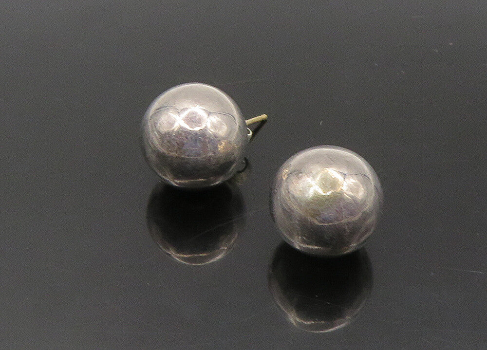 925 Sterling Silver & 14K GOLD  Vintage Shiny Sphere Stud Earrings  EG11275