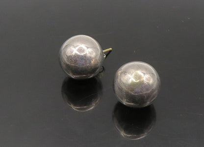 925 Sterling Silver & 14K GOLD  Vintage Shiny Sphere Stud Earrings  EG11275
