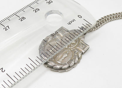 925 Sterling Silver  Vintage Catholic Religious Chain Necklace (OPENS)  NE3650