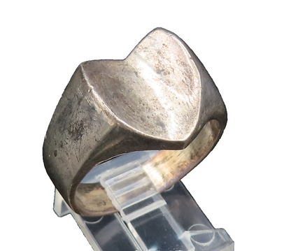 MEXICO 925 Silver  Vintage Minimalist Concave Love Heart Ring Sz 11.5  RG25428