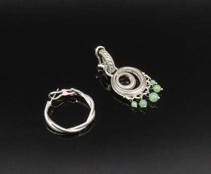 JUDITH RIPKA 925 Silver  Vintage Jade & Spinel Singles Lot Earrings  EG12094