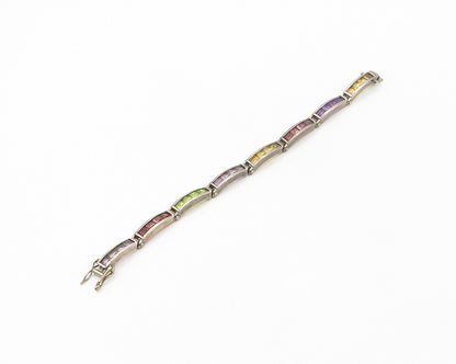 DEZAN 925 Silver Vintage Amethyst Citrine & Multi Stone Chain Bracelet BT6734