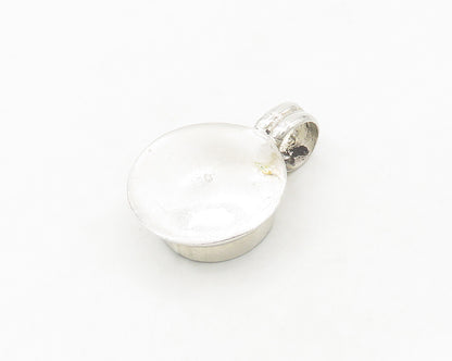 925 Sterling Silver  Vintage Petite Red Stones Glass Art Pendant  PT14261