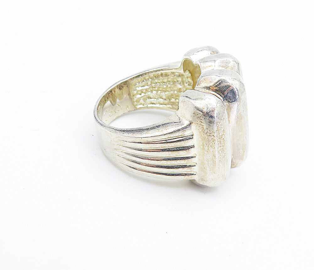 925 Sterling Silver Vintage Shiny Fluted Dome Design Band Ring Sz 9 RG7605