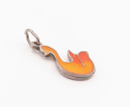 925 Sterling Silver Vintage Pendant Enameled Cutout Duck Charm  PT24287