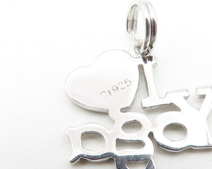 925 Sterling Silver  Shiny Enamel Detail I Love Yoga Drop Pendant  PT9100