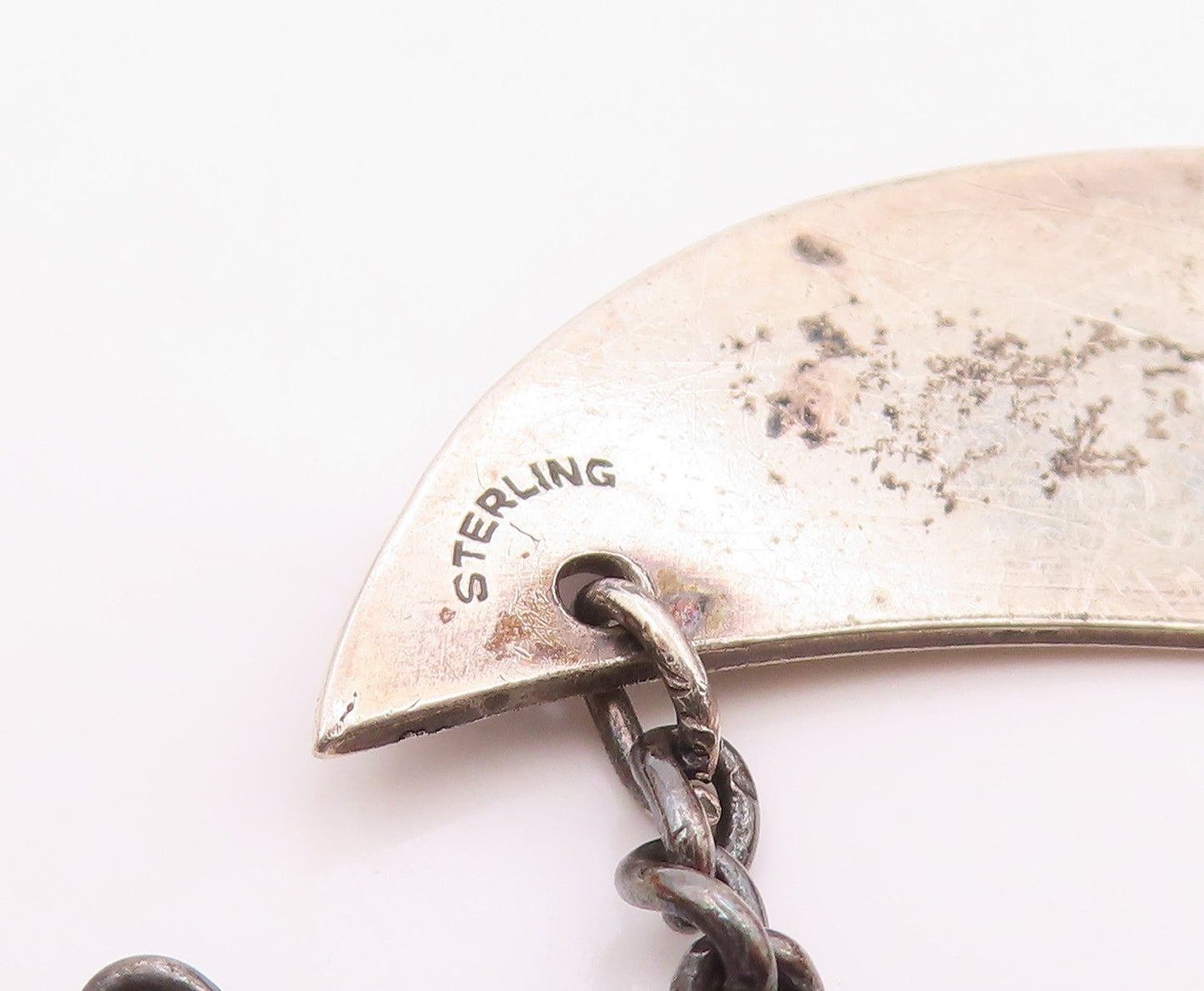 925 Sterling Silver  Vintage Oxidized Rye Bottle Label Tag   TR3093