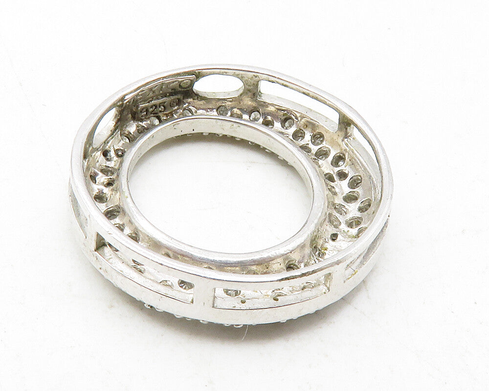 925 Sterling Silver  Genuine Diamonds Open Circle Slide Pendant  PT9728
