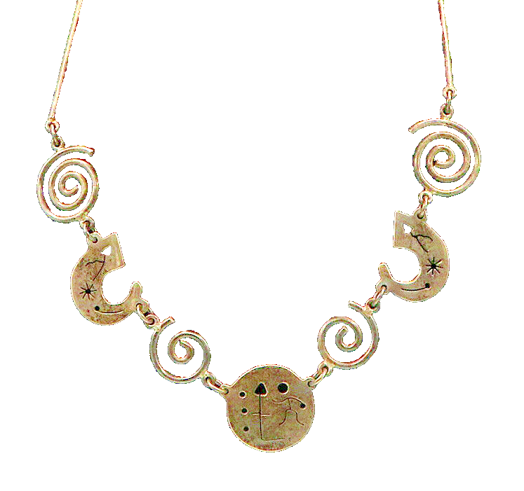 MEXICO 925 Silver  Vintage Dark Tone Spiral Bar Link Chain Necklace  NE3549