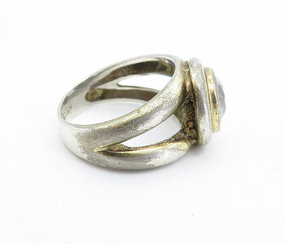 ESPO 925 Silver  Vintage Cubic Zirconia Split Shank Cocktail Ring Sz 6  RG6421