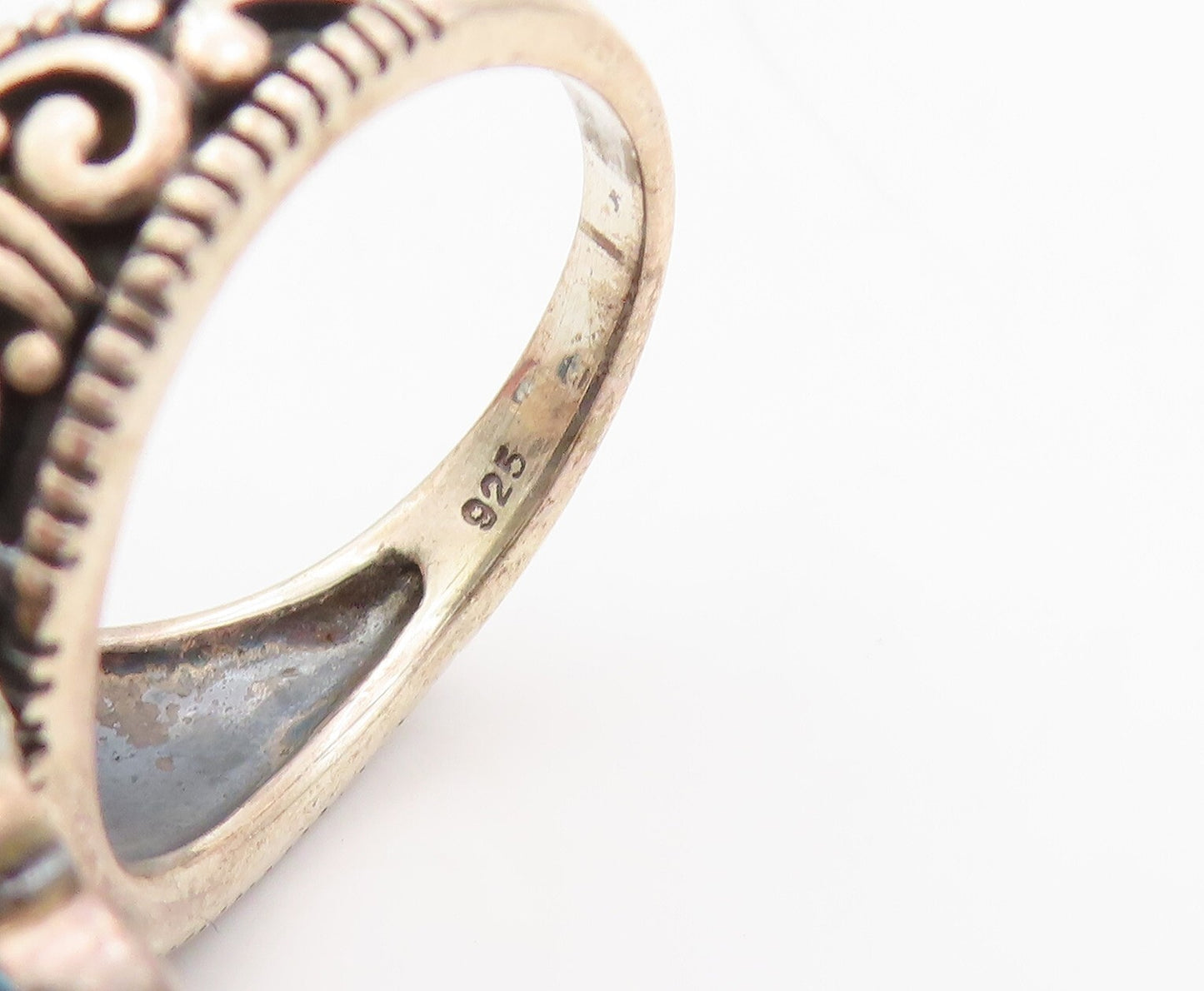 925 Sterling Silver Vintage Ring Marquise Shape Gemstone Halo CZ  Sz 7  RG30457