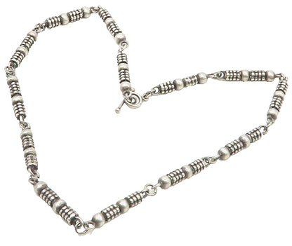 925 Sterling Silver  Vintage Shiny Bubble Bar Link Chain Necklace  NE2905
