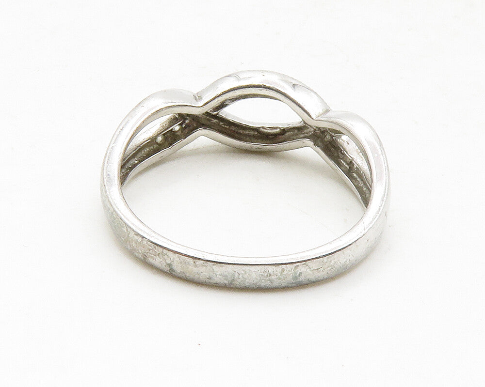 925 Sterling Silver  Topaz Infinity Twist Shiny Band Ring Sz 8.5  RG12830