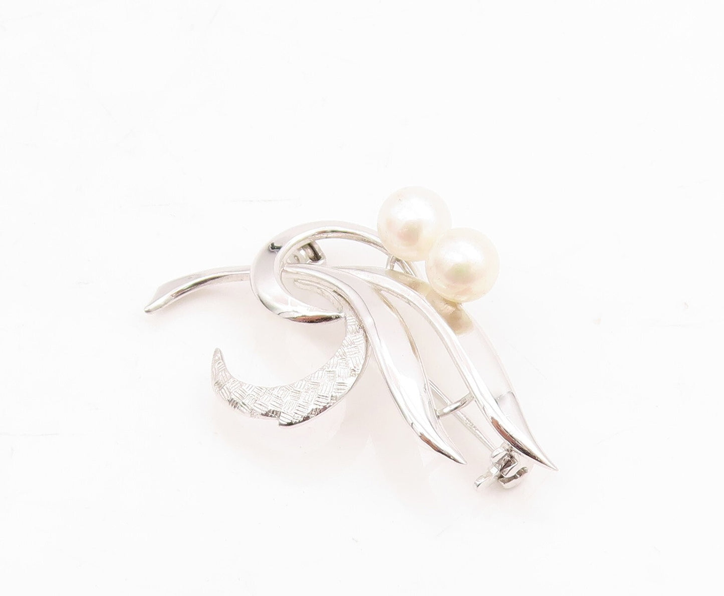 925 Sterling Silver Vintage Brooch Pin Swirly Pearl Design Cutout  BP11467