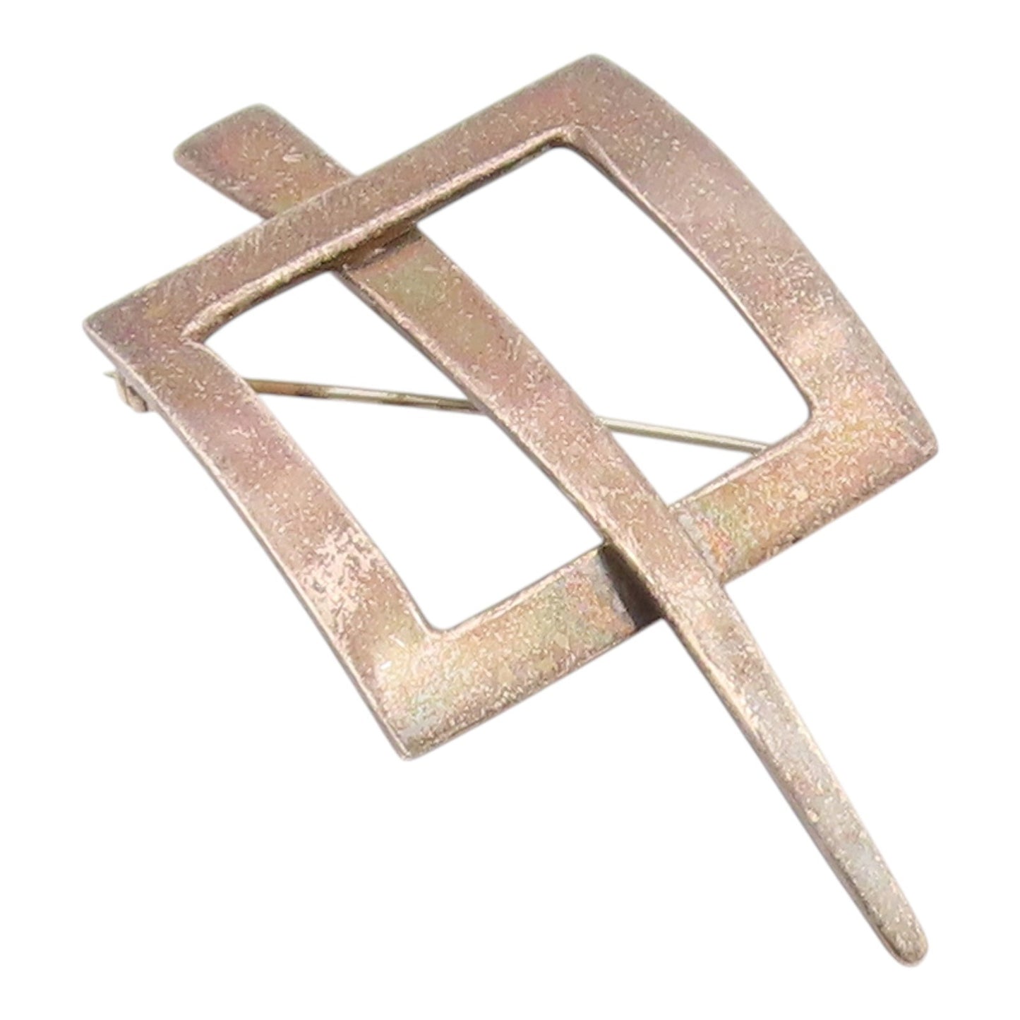 MEXICO 925 Sterling Silver  Vintage Dark Tone Open Square Brooch Pin  BP3612