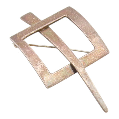 MEXICO 925 Sterling Silver  Vintage Dark Tone Open Square Brooch Pin  BP3612