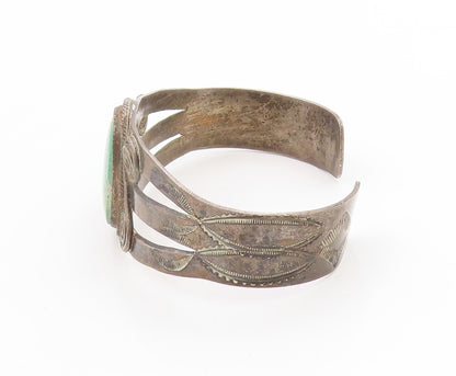 925 Sterling Silver Vintage Bracelet SOUTHWESTERN Green Turquoise Cuff BT11794