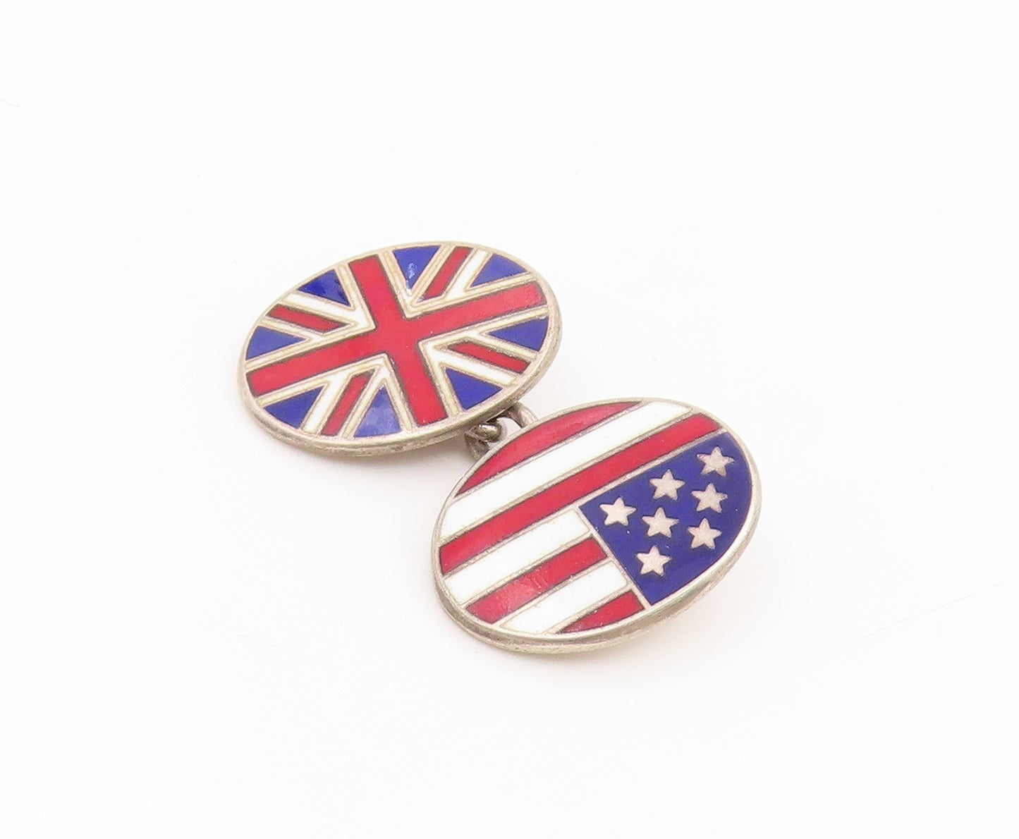 925 Sterling Silver Vintage Cufflinks Enamel Designer Single Pieces  TR4238