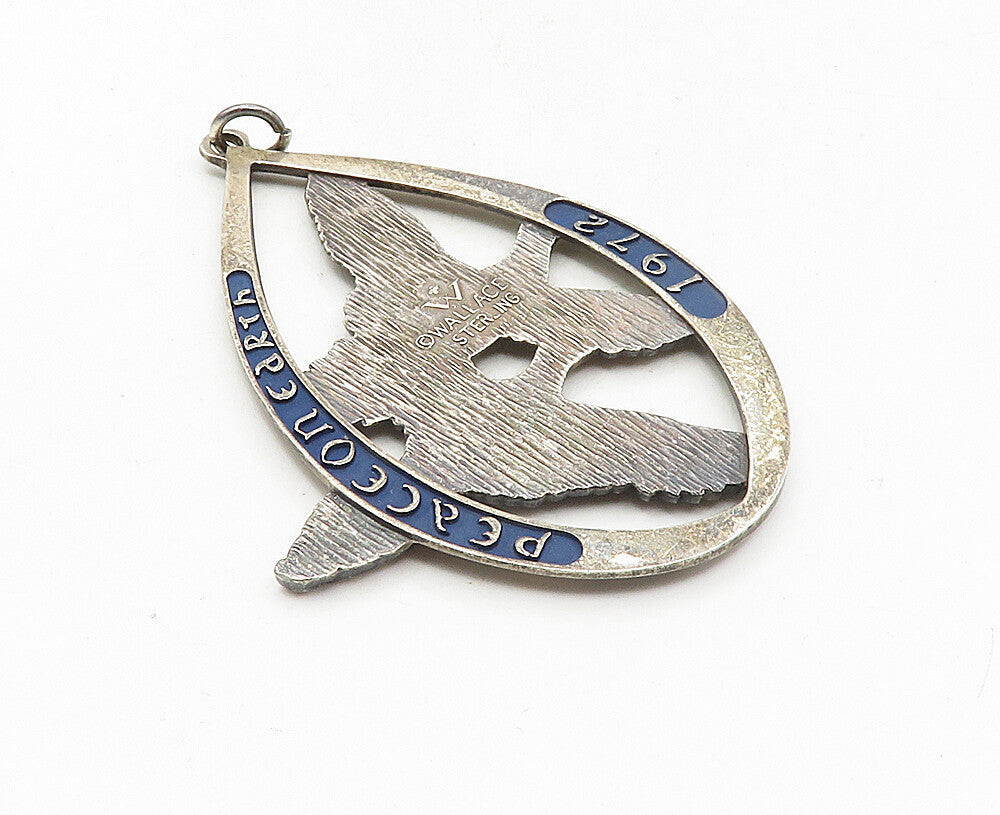 WALLACE 925 Sterling Silver  Vintage Peace On Earth 1972 Doves Pendant  PT7173