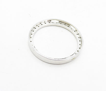 925 Sterling Silver  Shiny White Topaz Open Circle Slide Pendant  PT6341